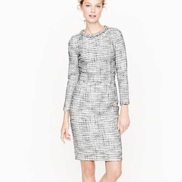 J. Crew Dresses & Skirts - J. Crew Black And White Tweed Long Sleeve Dress